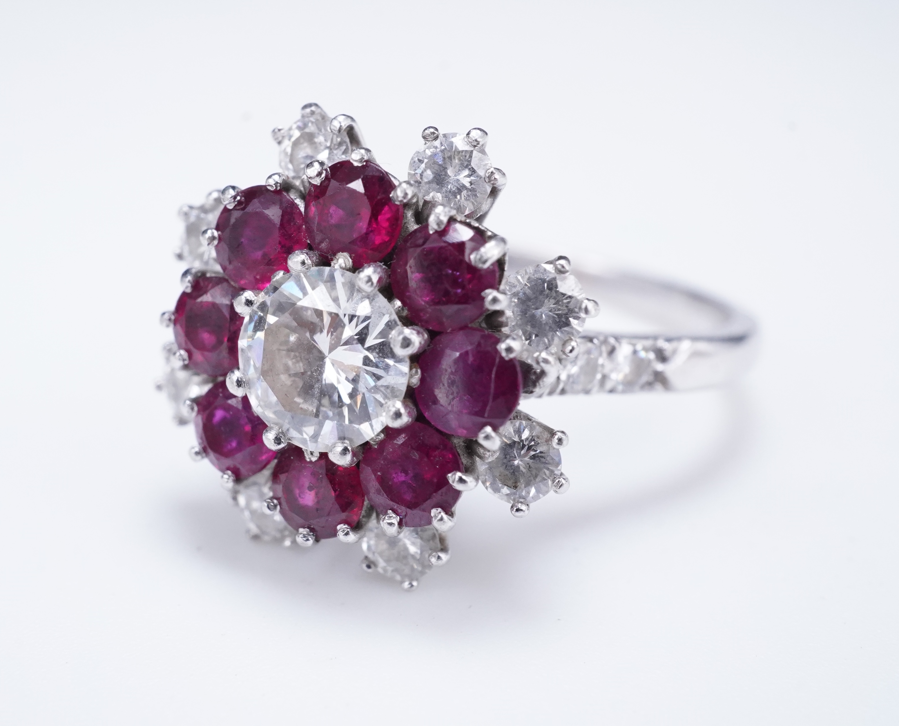 A ruby and diamond ring